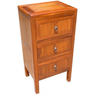 2-drawers bedside table in teak and bamboo