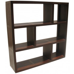 3-shelves open bookcase in teak and bamboo