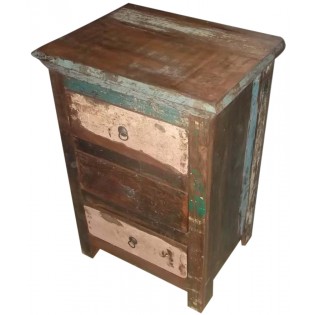 Indian bedside table in colored recovered wood