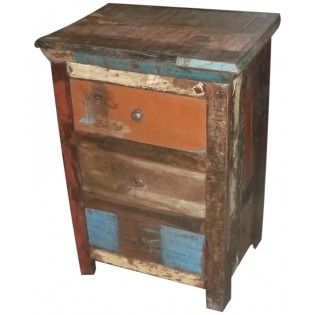 Indian nightstand in colored recovered wood