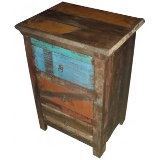 Indian colored reclaimed wooden nightstand
