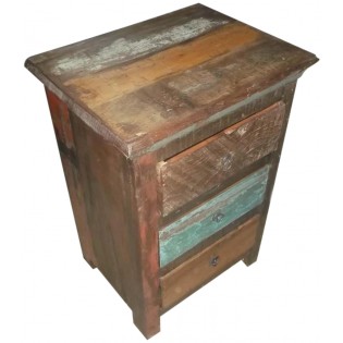 Indian bedside table in colored recycled wood