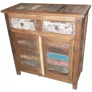 Indian cupboard with colored reclaimed wood