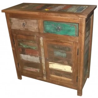 Indian cupboard with colored recovered wood