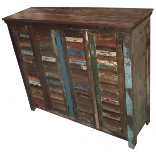 Sideboard with colored recovered wood from India
