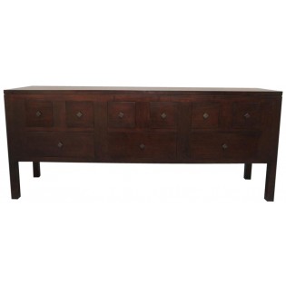 Mahogany console with 9 drawers