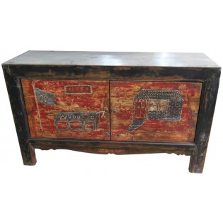Antique 120-yo pine-wood sideboard from Mongolia
