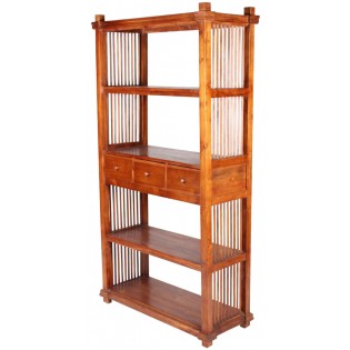 4-shelves open teak-wooden bookcase