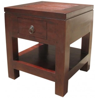 Dark bedside table with bamboo inserts