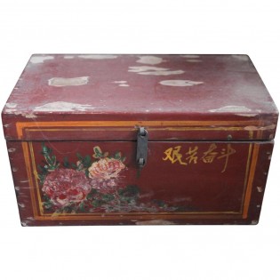 Antique pine-wood painted box