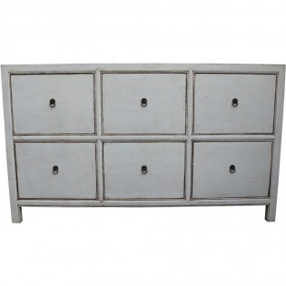 White Chinese lacquered chest of drawers