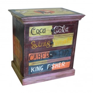 Coloured Indian bedside table