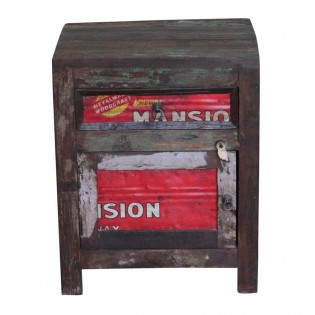 Indian ethnic nightstand with recovered wood