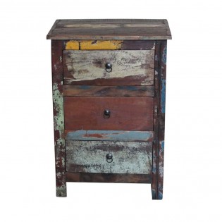 Indian ethnic 3-drawers bedside table