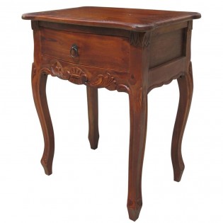 Ethnic mahogany carved bedside table