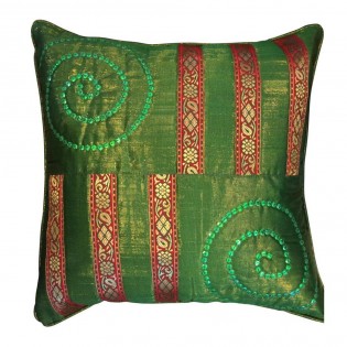 Ethnic polished green cushion