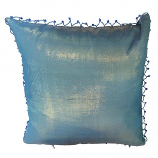 Ethnic polished blue cushion