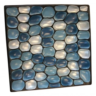 Ethnic square ceramic pot blue color big