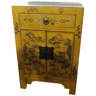 Bedside table decorated with yellow drawer