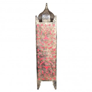 Ethnic ground lamp in iron red color