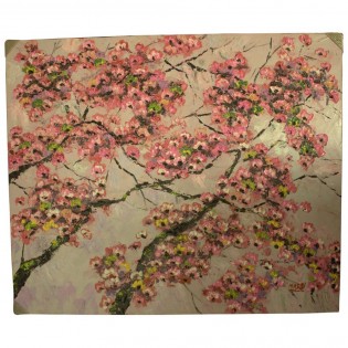 Provencal painting trees in bloom pink base