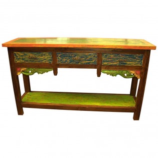 Console in recylced wood  multicolored