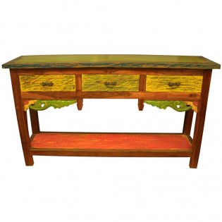 Console 3 drawers in recycled teak