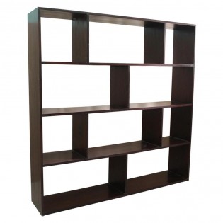 Irregular open bookcase in solid mahogany dark color