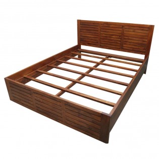 Ethnic king size bed win solid mahogany light color