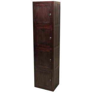 Four-cube module in mahogany and bamboo dark  color with door