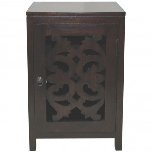 Bedside table in solid mahogany door carved
