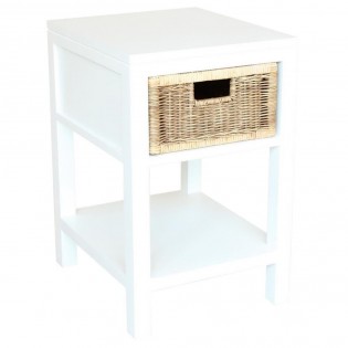 White cabinet with drawers in rattan
