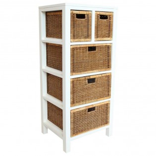 Chest of drawers with high white wicker