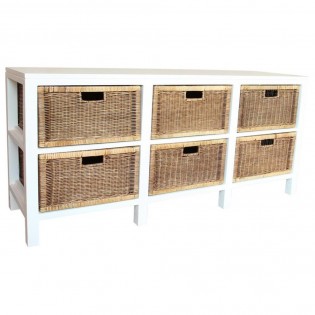 Chest of drawers with low white wicker