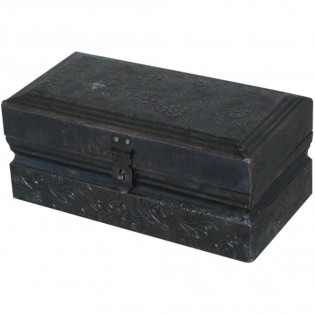 Wooden jewelry box with carvings