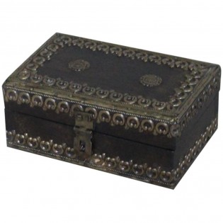 Carved jewelry box with brass