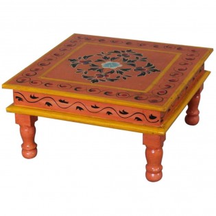 Ethnic coffee table Bajot painted various colors