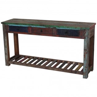 Wooden console recycling multicolor