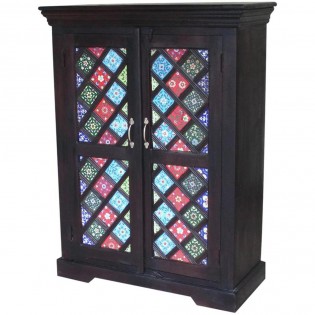 Ethnic cabinet with colored ceramic