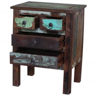 Bedside ethnic recycled wooden multicolored