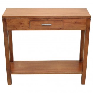 Light mahogany console with a small drawer
