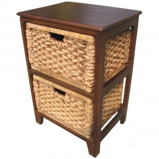 Wooden chest of drawers and natural fiber