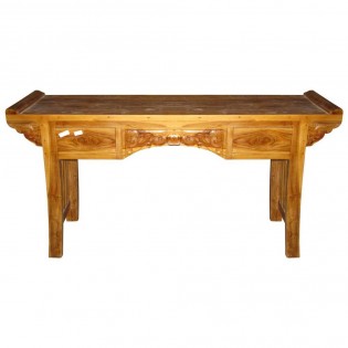 ethnic console in solid teak with drawers
