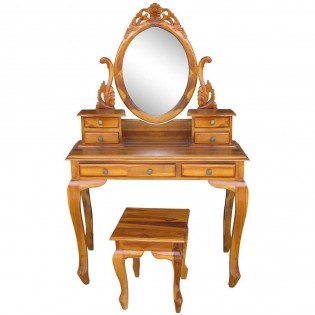 September consoles and make-up mirror with teak stool