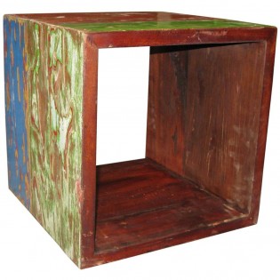 colored cube form in recycled wood