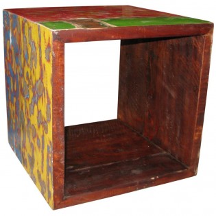 colored cube of wood recycling module