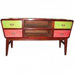 Console in colored recycled wood