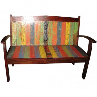 ethnic double bench in recycled wood