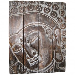 Wooden panel carved Buddha
