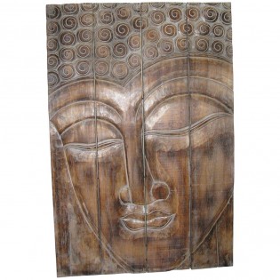 Wooden Buddha on decorative panel